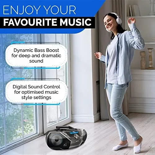 Another view of the Philips Portable CD Player Boombox Bluetooth with Cassette Player All