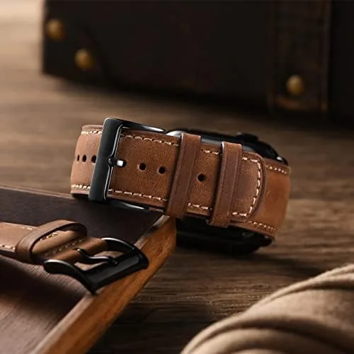 The SUNFWR Leather Bands Compatible with Apple Watch Band for Men in real use
