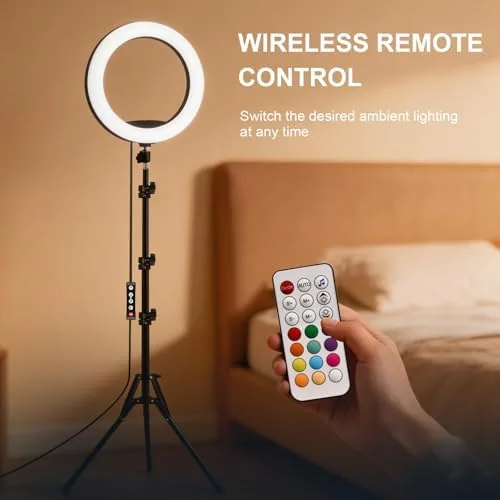 Another view of the 10" Selfie Ring Light with 73" Tripod Stand & 1