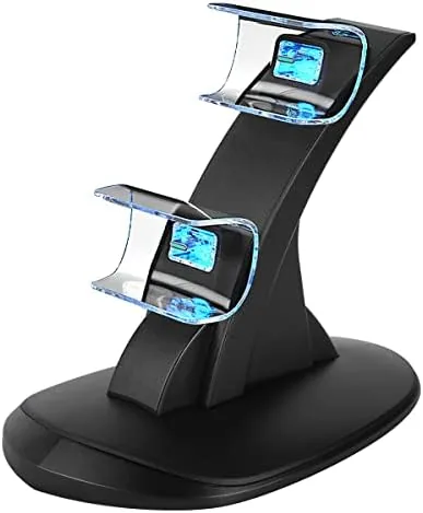 PS5 dual controller charging station with two DualSense controllers docked