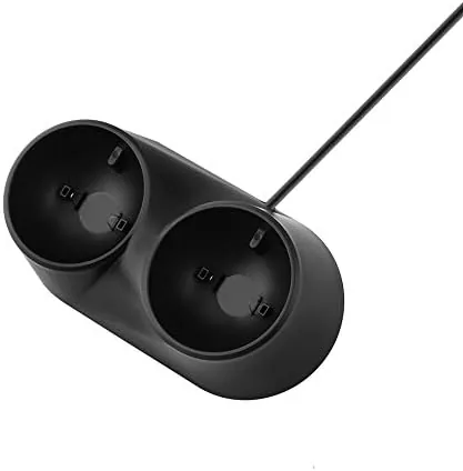 Close up of the dual cradles and LED indicators on the PS4 VR charging dock