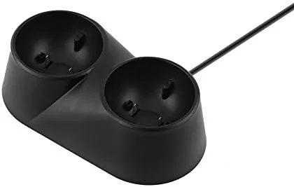 Two PS4 VR controllers seated in the charging dock simultaneously