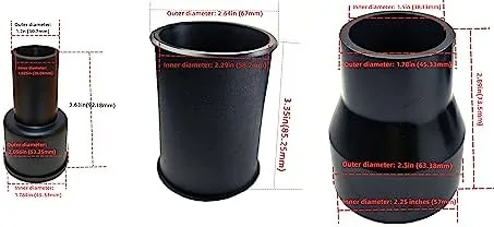 The adapter connected to a wet dry vacuum hose and a smaller tool accessory