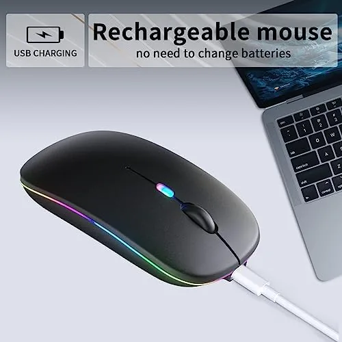 Detail shot of the KANMABPC Wireless Bluetooth Mouse, Silent Dual Mode Mouse(Black) | Supports features