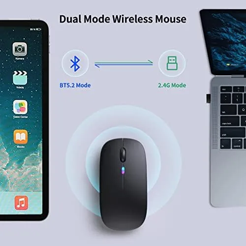 The KANMABPC Wireless Bluetooth Mouse, Silent Dual Mode Mouse(Black) | Supports in real use