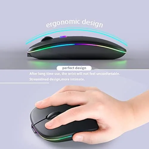 Another view of the KANMABPC Wireless Bluetooth Mouse, Silent Dual Mode Mouse(Black) | Supports