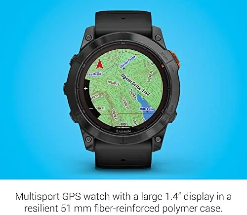 The fēnix 7X Pro Solar next to a mainstream GPS watch for comparison