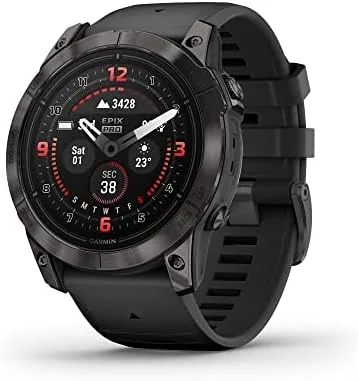 The Garmin epix Pro Gen 2 Sapphire on a wrist with the vivid AMOLED display glowing