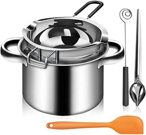 The Artcome five piece double boiler melting set arranged with the 600ML pot and dipping tools