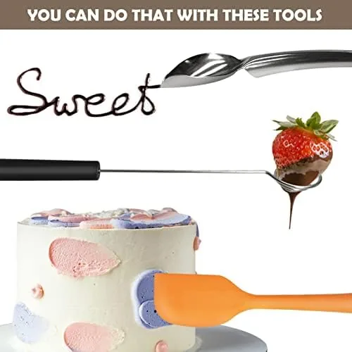 Chocolate covered strawberries being dipped with the included dipping tool