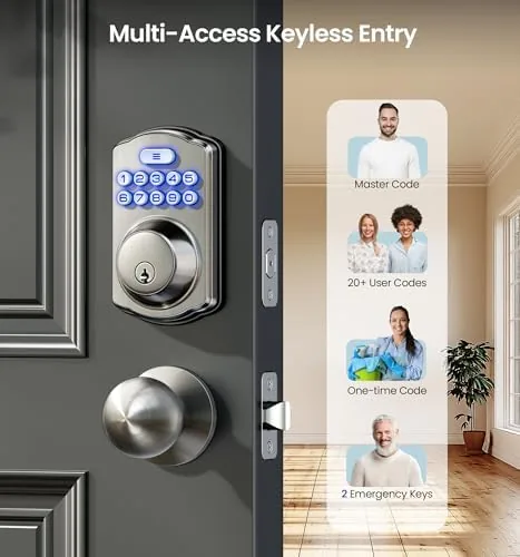 Close look at the Veise KS01C Keyless Entry Deadbolt Door Lock with Knobs, Satin build quality