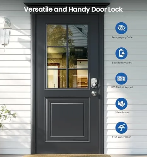 The Veise KS01C Keyless Entry Deadbolt Door Lock with Knobs, Satin in real use