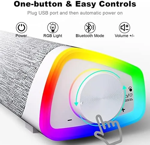 Detail shot of the SOULION R30 Plus Bluetooth Computer Speakers, Wired USB Powered Plug features