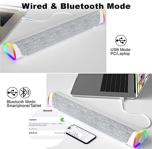 The SOULION R30 Plus Bluetooth Computer Speakers, Wired USB Powered Plug in real use