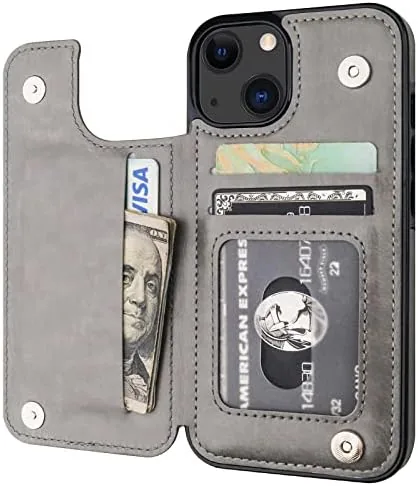 ONETOP for iPhone 13 Wallet Case with Card Holder,Gray | Kickstand,ID/Cash Holder,Case Wallet with Review: Tested and Rated