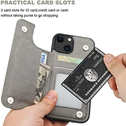 The ONETOP for iPhone 13 Wallet Case with Card Holder,Gray | in real use