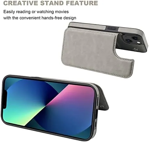 Another view of the ONETOP for iPhone 13 Wallet Case with Card Holder,Gray |