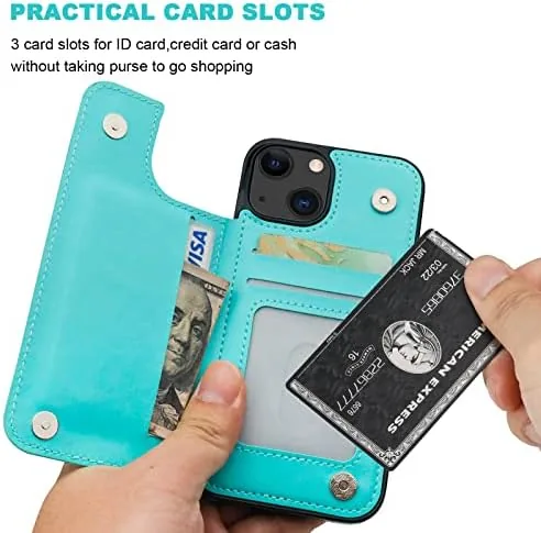 The ONETOP for iPhone 13 Wallet Case with Card Holder,LightBlue | in real use