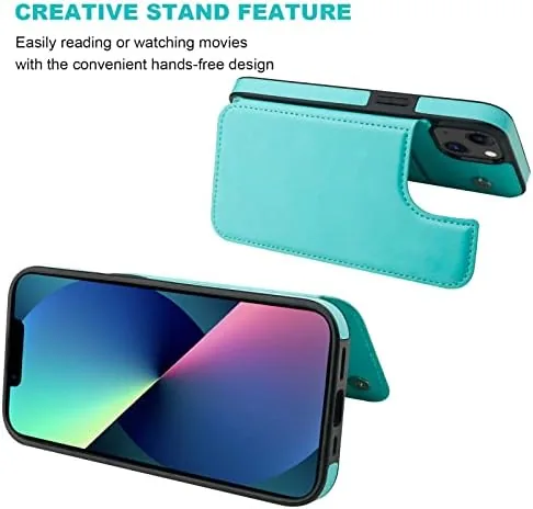 Another view of the ONETOP for iPhone 13 Wallet Case with Card Holder,LightBlue |