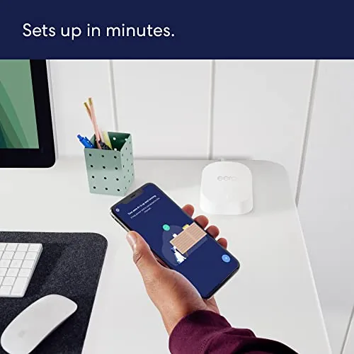 The Like-New Amazon Amazon eero 6+ mesh wifi system - Supports compared in context