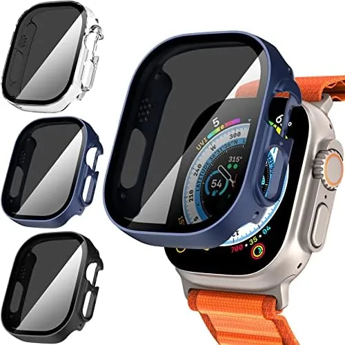 Overview of the 3-Pack Privacy Screen Protector Case for Apple Watch Ultra 49mm