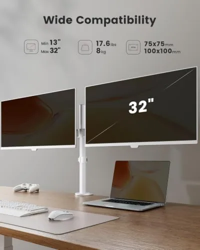 Close look at the ErGear Fully Adjustable Dual Monitor Mount for 2 Screens up build quality
