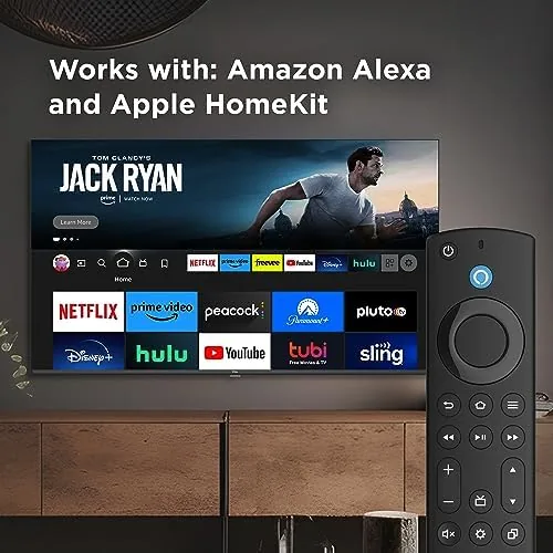 The TCL S3 Fire TV mounted in a small apartment kitchen above the counter