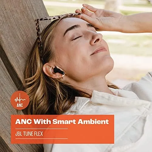 The JBL Tune Flex - True Wireless Noise Cancelling Earbuds (Black) in real use