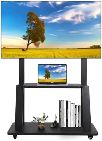 Overview of the Maiproo Rolling TV Stand with Wheels for 32-75 Inch Heavy-Duty