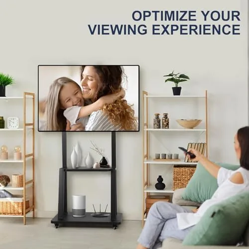 Close look at the Maiproo Rolling TV Stand with Wheels for 32-75 Inch Heavy-Duty build quality