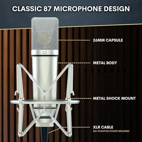 Close look at the Melon Audio MA-87 Studio Condenser Microphone, 26mm Gold Large Diaphragm build quality