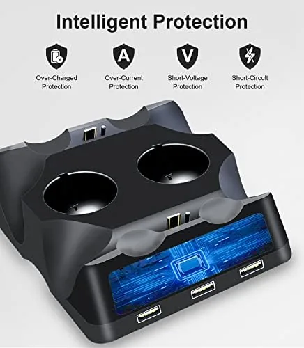 PS VR Move controllers charging in the rear slots of the dock