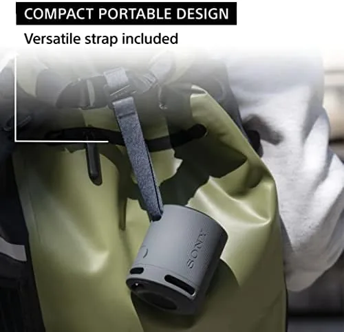 Close view of the Sony SRS-XB100 strap and USB-C port