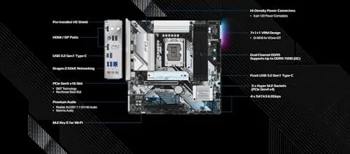 Benchmark software running on the ASRock B760M Pro RS build showing memory speeds