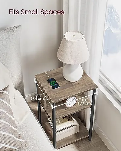 The VASAGLE Side Table with Charging Station, 3-Tier Small End Table compared in context
