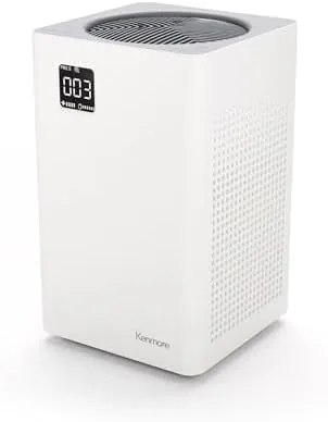 The Kenmore PM2010 air purifier standing in a large open plan living room