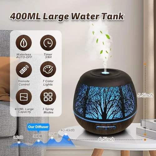 Another view of the Aesthetic Tree of Life Metal Essential Oil Diffuser for Large