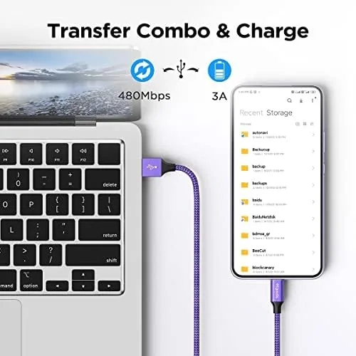 The etguuds USB to USB C Cable 4ft, 5-Pack USB A in real use