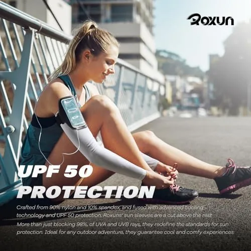 Another view of the ROXUN Arm Sleeves Cooling UV Sun Protection Sport Compression for