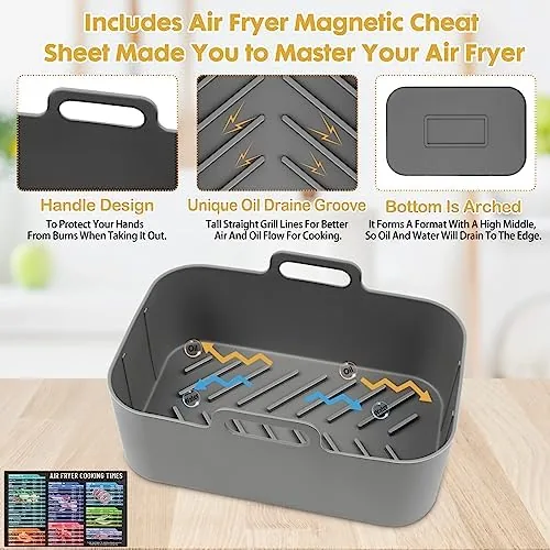 Close look at the Silicone Air Fryer Liners 10QT, Reusable Airfryer Basket Liners Rectangular build quality