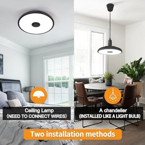 The Black Waterproof LED Flush Mount Ceiling Light Fixture,with Bluetooth Speaker,11 compared in context