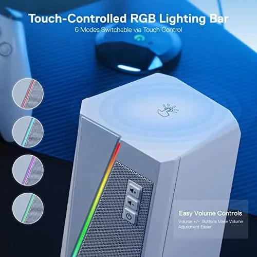 The Redragon GS520 Wired 2.0 Channel Stereo Sound Desktop RGB Computer in real use