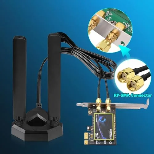 Another view of the Eightwood WiFi 6E Tri-Band Antenna 6GHz 5GHz 2.4GHz Gaming WiFi