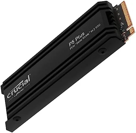 Crucial P5 Plus 2TB NVMe SSD with its bundled heatsink