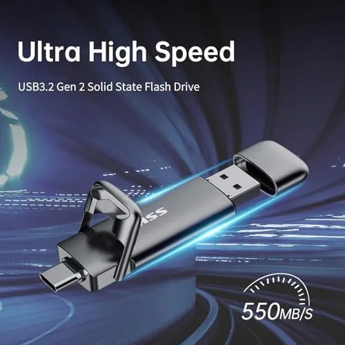 Close look at the SSK 128GB USB C Flash Thumb Drive up to 550MB/s build quality