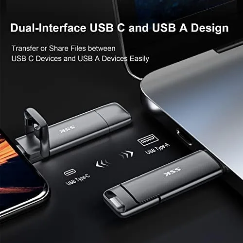 The SSK 128GB USB C Flash Thumb Drive up to 550MB/s in real use