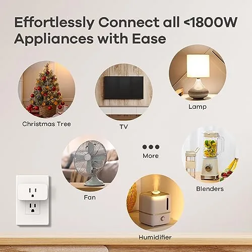 A living room with several devices on Linkind Matter smart plugs