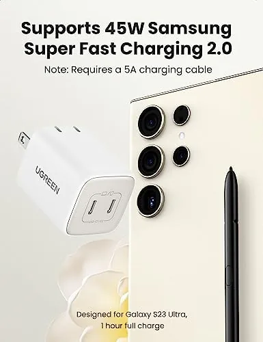 Close look at the UGREEN 45W USB C Charger, Nexode 2 Port GaN Foldable build quality
