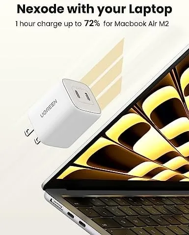 The UGREEN 45W USB C Charger, Nexode 2 Port GaN Foldable in real use