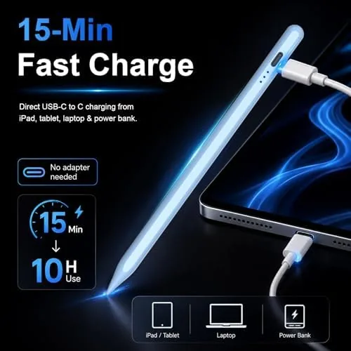 Close look at the Stylus Pen for Apple iPad 2018-2026 for Note-Taking Drawing Blue build quality